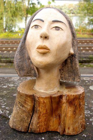 Künstlerbüste/skulptur: Asiatischer Frauenkopf,  Gips/ton Bild