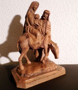 Edelholz Maria Josef Jesuskind Und Esel Geschnitzt Holzfigur Groß Schwer Jesus Bild