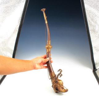 55 Cm Alte Sammeln Zierobjekt Drache Tibet Blas Instrument,  Kupfer,  Tibet Selten Bild