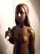 Jugendstil Bronze Skulptur Um1930 Mädchen Mit Blumen (signiert) 1900-1949 Bild 3