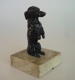 Dackel Stehend Hund Kleine Skulptur Auf Sockel 11cm Hoch Metall Gegossen Bild