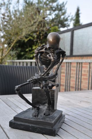 Großebronze Skelett Statue - Der Denker - Signed Milo - Große Version - Jugendstil Bild