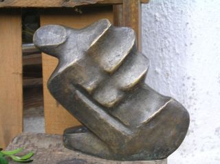 Alte Plastik Skulptur Metallobjekt Bronzefigur Abstrakte Darstellung Signiert Ll Bild