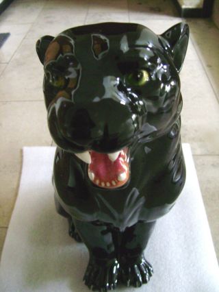 Xl Panther Puma Tiger Große Katze Raubtier Keramik Skulptur älter Tierkeramik Bild