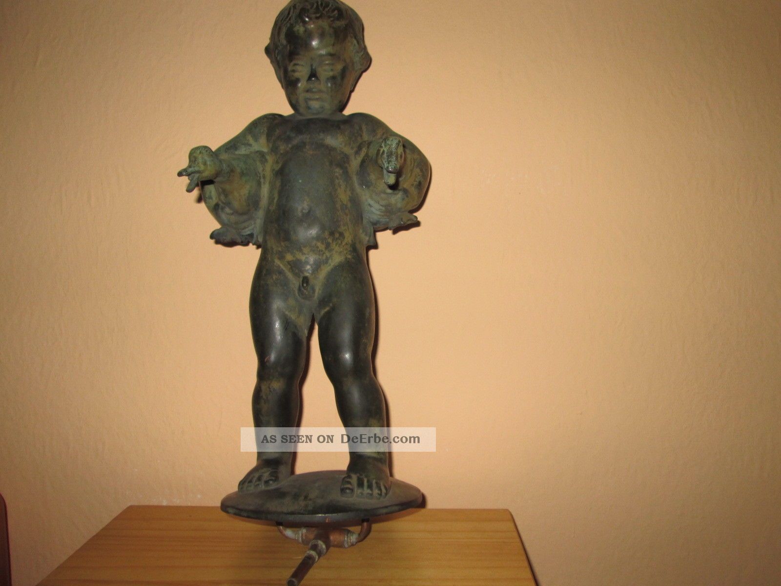 Alte Brunnenfigur Junge Mit 2 Gänsen R.  D Fabricius Dresden 42 Cm 1900-1949 Bild