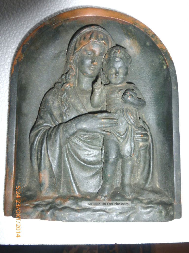 Relief Maria Mit Kind Bronze Sig.  H.  Wadere Münchener Künstler 1865 / 1950 Prof. 1900-1949 Bild