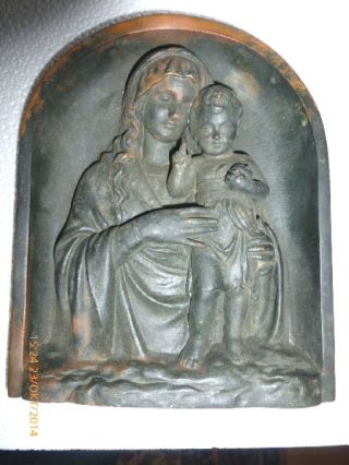 Relief Maria Mit Kind Bronze Sig.  H.  Wadere Münchener Künstler 1865 / 1950 Prof. Bild