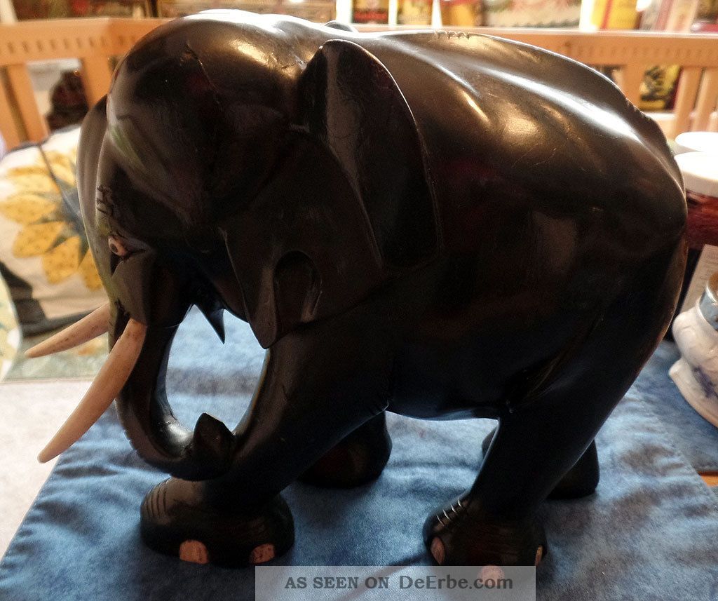 Rar Antike Elefant Skulptur Groß Und Schwer Handarbeit 1900-1949 Bild