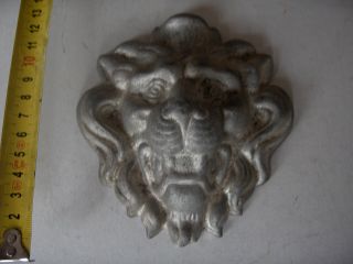Schönes Relief: Löwenkopf,  Guß,  Wahrscheinlich Zinn,  Ca.  13 X 12 Cm Bild