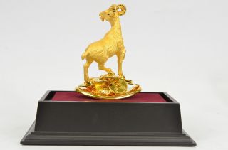 Deko - Trophäe 24k Gold Bronze Sturmbock Figur Heim Tolles Ausstellungsstück Bild