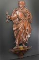 Antike Holz - Figur Hl.  Petrus Mit Schlüssel Auf Geschnitztem Sockel,  88cm Riesig Skulpturen & Kruzifixe Bild 11