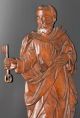 Antike Holz - Figur Hl.  Petrus Mit Schlüssel Auf Geschnitztem Sockel,  88cm Riesig Skulpturen & Kruzifixe Bild 4