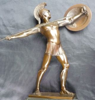 Römischer Speerwerfer.  Bronze Auf Marmorsockel Signiert H.  Rieder Um 1910 Rarr Bild