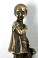 Bronze Figur Auf Marmorsockel:mädchen Mit Teddy,  Signiert Mit Frecourt.  Antik. Bronze Bild 1