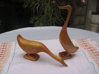 2 Tolle Holzfiguren Gänse Gans Enten Ente Wildvogel Wildgans Figur Aus Holz Bild