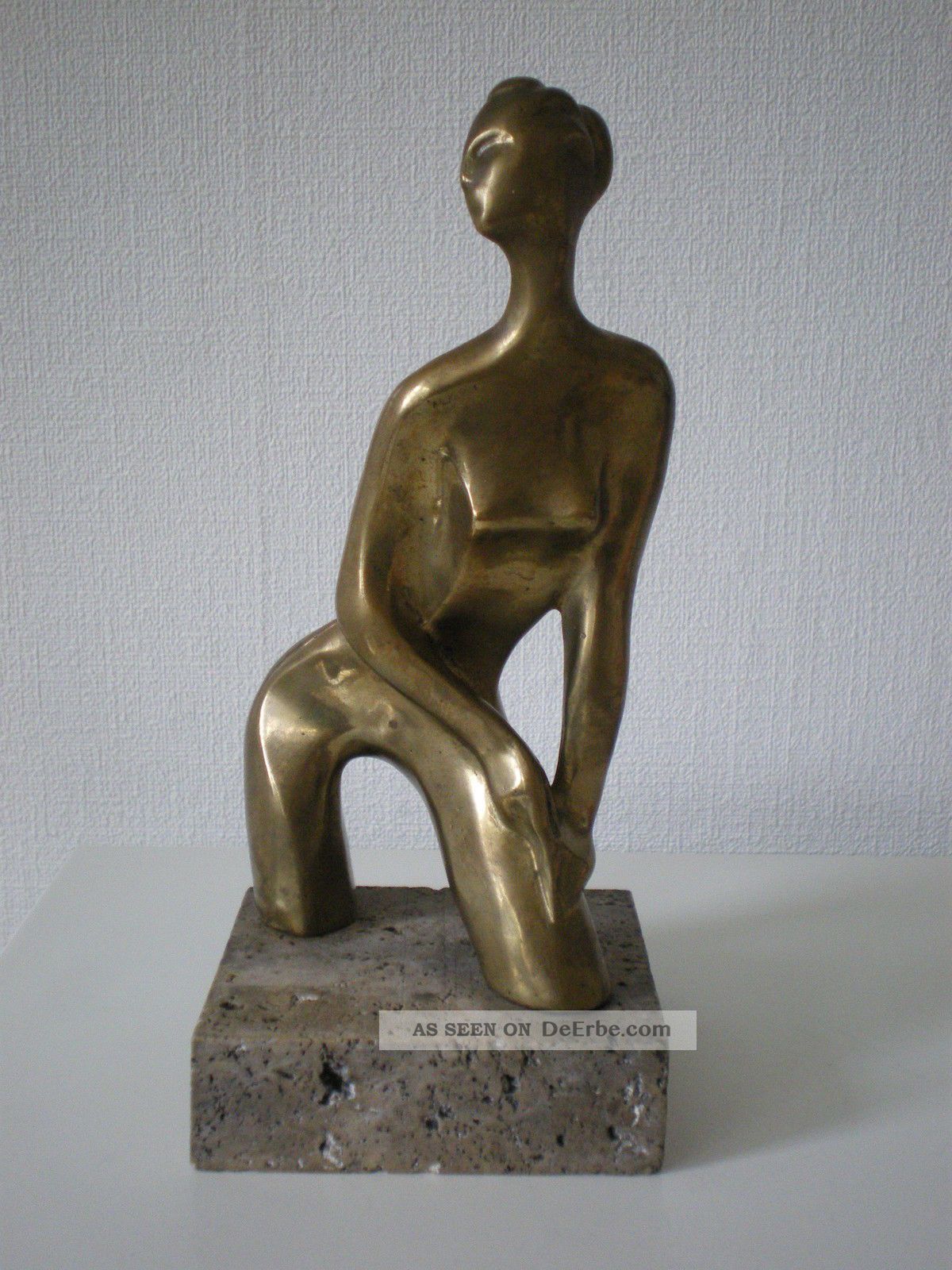 MÄdchen Skulptur 1930/50 Messing Steinsockel Ära Hagenauer AubÖck 1900-1949 Bild