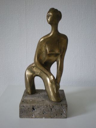 MÄdchen Skulptur 1930/50 Messing Steinsockel Ära Hagenauer AubÖck Bild