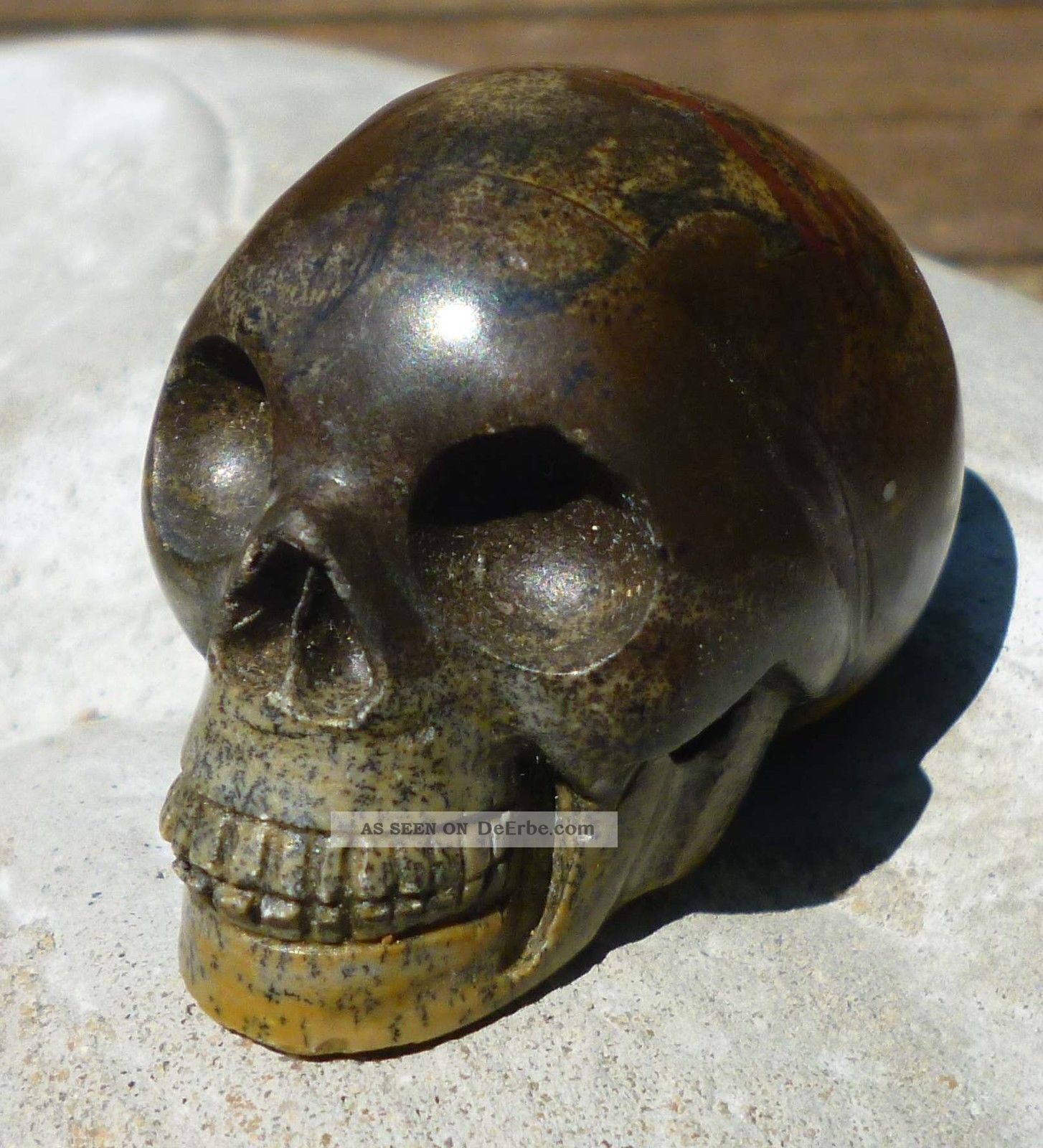 Präzise Gearbeiteter Jaspis Schädel Totenkopf Kristallschädel Steinschädel Stein Ab 2000 Bild