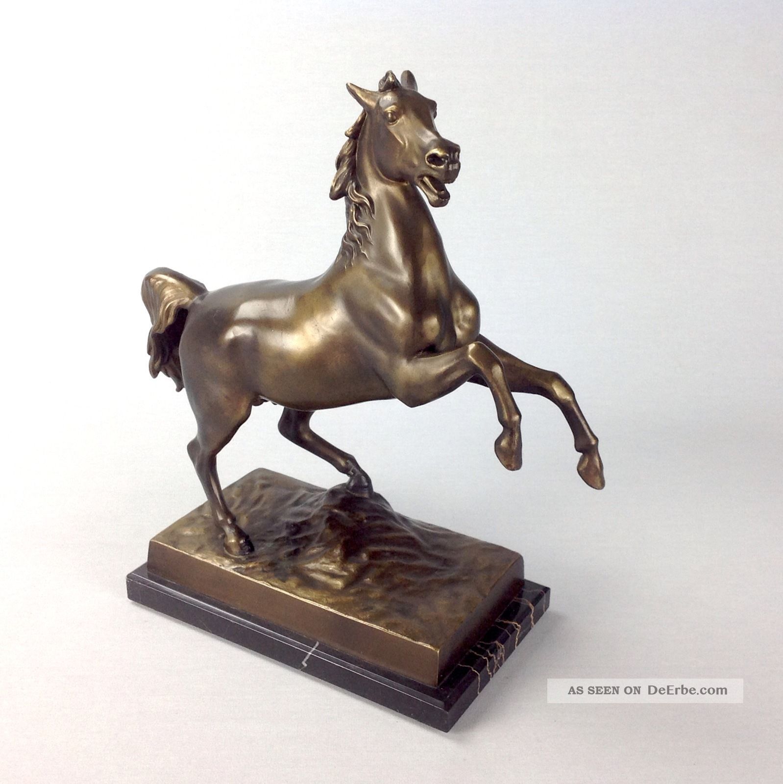 Pferd Bronze Marmor Statue Figur Sockel Horse Antik Vintage Bronze Bild