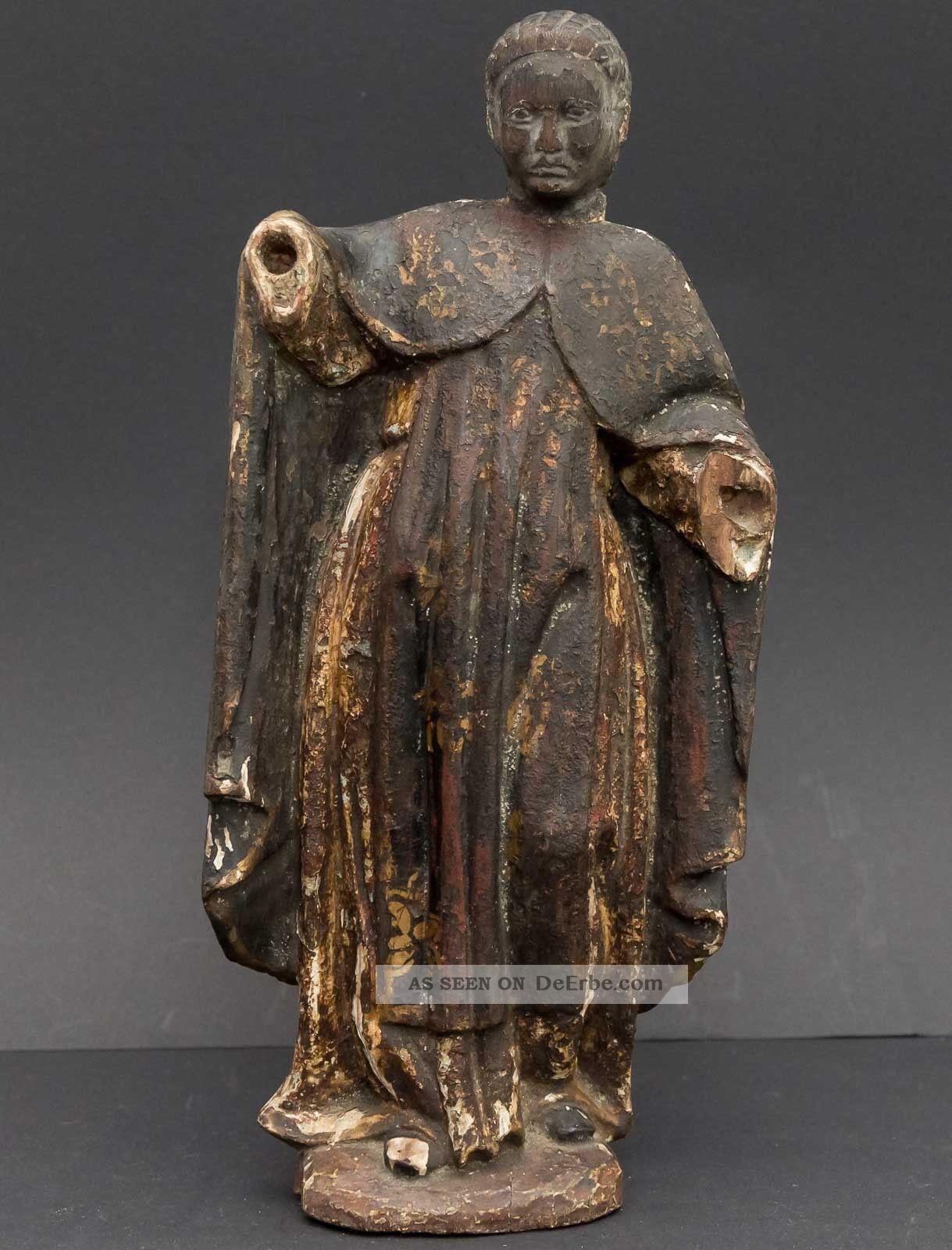Antike,  Spätbarocke Holzfigur Heiligenfigur,  Altar - /tempel - Figur Originalfassung Skulpturen & Kruzifixe Bild
