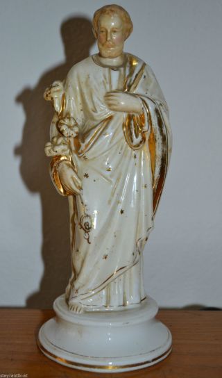 WunderschÖne Biedermeier Porzellan Figur Hl.  Josef Um 1840 Bild
