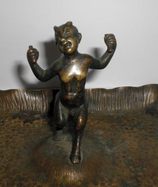 Satyr Faun Silen Figur Bronze Messing Schale Aschenbecher Schmuckschale Um 1900 Bild