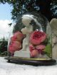 French Shabby Chic Ovaler Glas Dom Putte Jüngling Figur Gloche Globe De Mariage 1900-1949 Bild 9