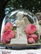 French Shabby Chic Ovaler Glas Dom Putte Jüngling Figur Gloche Globe De Mariage 1900-1949 Bild 1