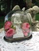 French Shabby Chic Ovaler Glas Dom Putte Jüngling Figur Gloche Globe De Mariage 1900-1949 Bild 2