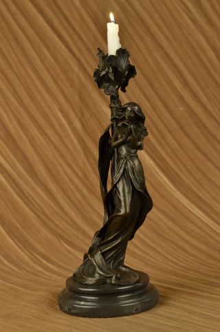 Kerzenhalter Blüten Lady Bronze Ständer Dekorative Figur Skulptur Bild