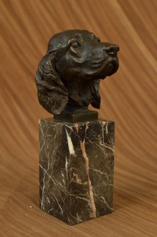 Bronzeskulptur Büste Cockerspaniel Hund Haustier Tier Figur Marmorsockel Bild