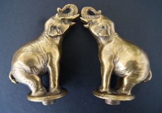 Paar Alte Bronze Elefanten Auf Sockel - Zum Schrauben - Fein Ausgeformt Bild