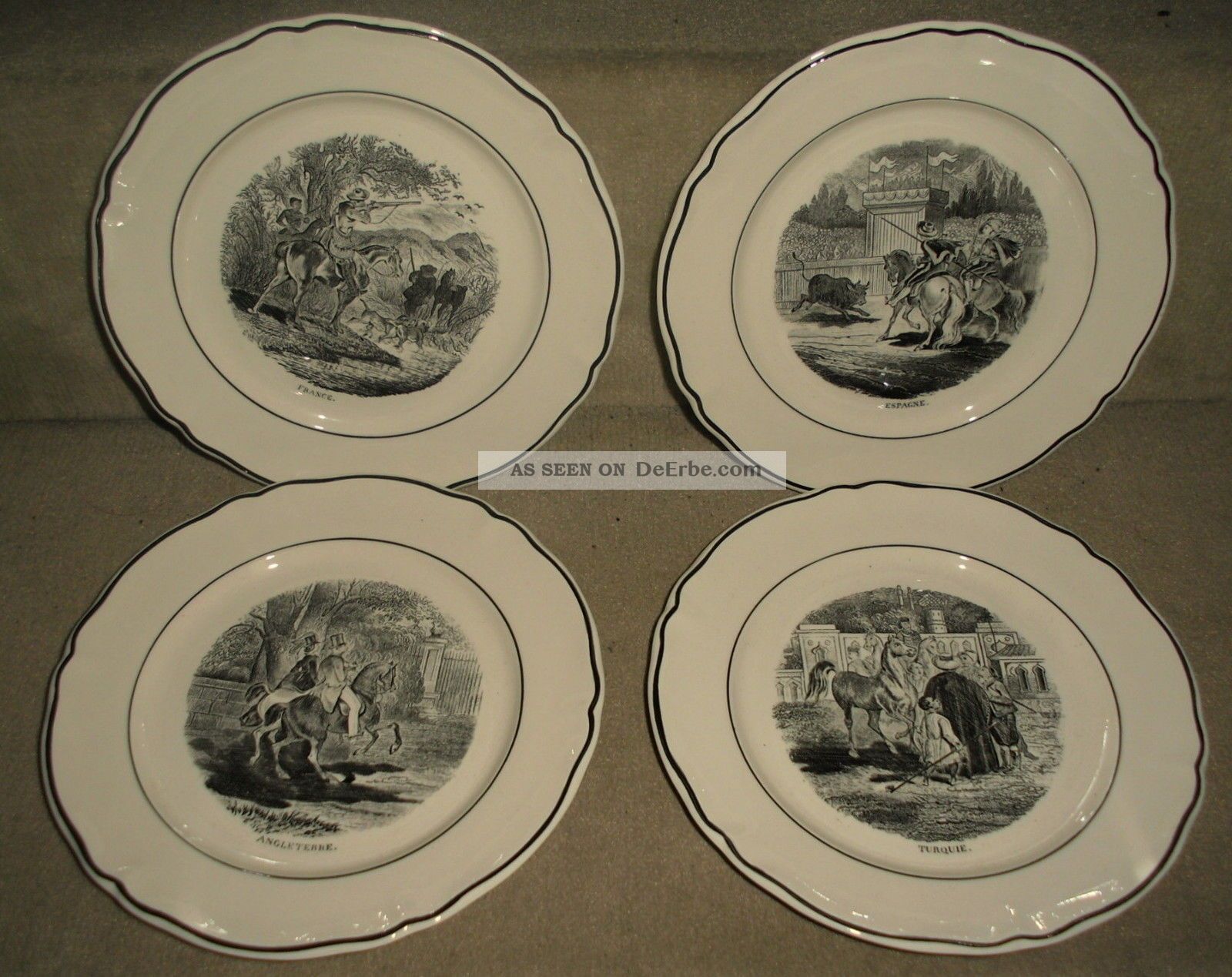 4 Villeroy & Boch Sammelteller Länder Mettlach 1935 Wandteller Turquie France Nach Marke & Herkunft Bild