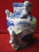 Blau/weisse Blumen - Vase Asiatisch Aufgesetzte Figuren.  Sehr Selten Ausführung Nach Form & Funktion Bild 1