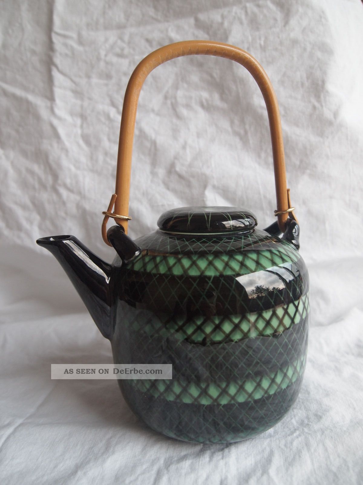Hb 1115a Grün Gemusterte Teekanne Porzellan Asiatisch Serviceteile Bild