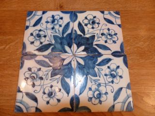 4 Alte Fliesen,  Kacheln,  Azulejos Aus Lissabon,  Sant`anna,  Handbemalt Bild