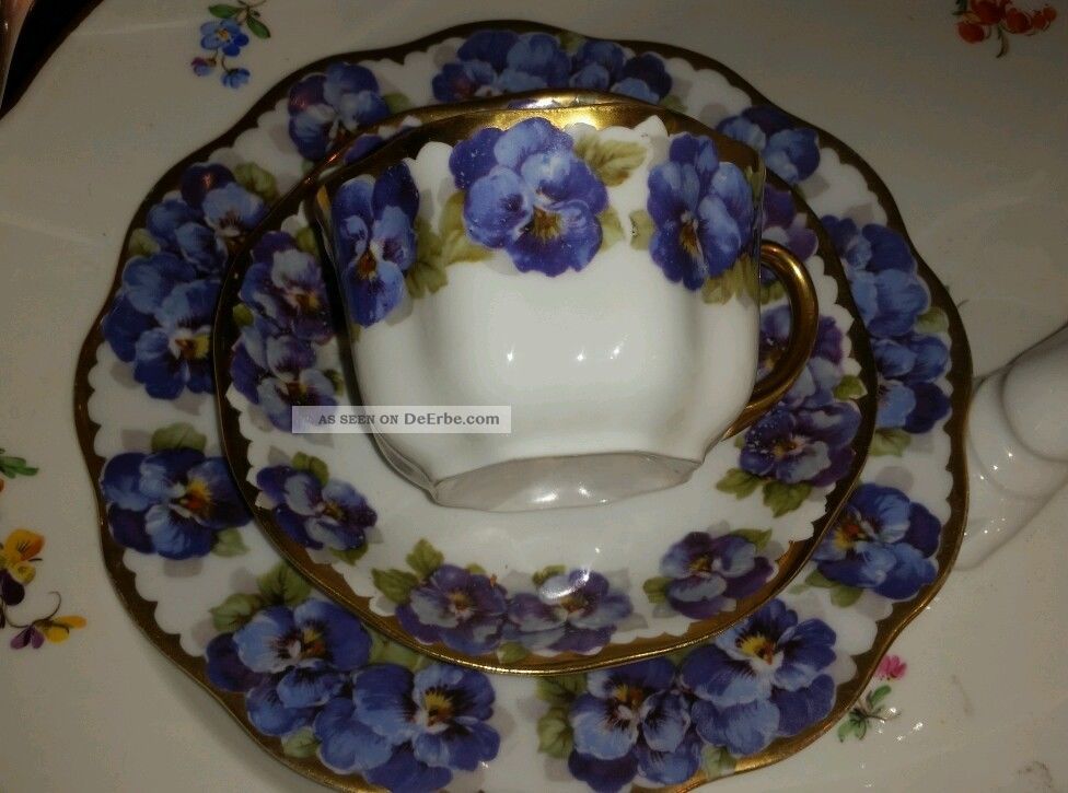 Kaffee Oder Tee Gedeck Um 1900 Mit Veilchen Bemalung - Kloster Mäbendorf Nach Stil & Epoche Bild