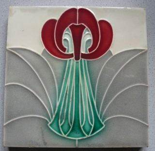 Florale Jugendstil Fliese Wessel Kachel Art Nouveau Tile Tegel Carreau Bild