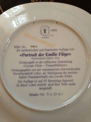 Porzellanteller Lilien - Klimt Frauenbildnisse - Emilie Flöge Bild