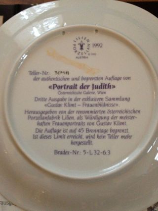 Porzellanteller Lilien - Klimt Frauenbildnisse - Judith Bild