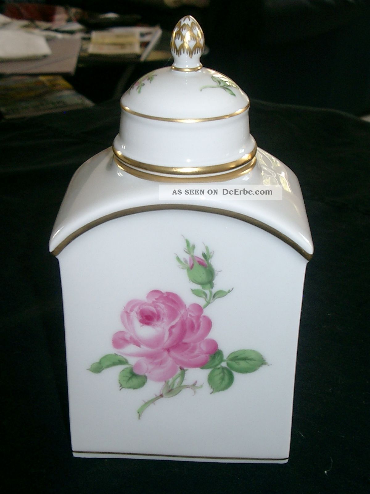 Meissen Rote Rose Teedose Meissen Bild