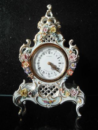 Wunderschöne Porzellan Uhr Kaminuhr Blumen Gold Blüten Dresden Top Bild