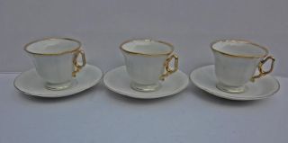 Carl Tielsch 3 Antike Tassen M.  Unterteller Teetassen Kaffeetassen Um 1875/1910 Bild