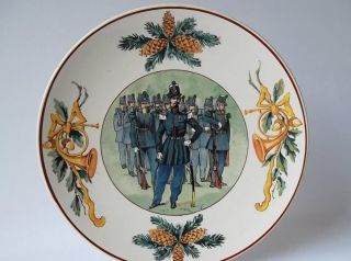 Teller Sarreguemines Utzschneider Soldaten 1 Wk Ceramic Plate Militaria Bild