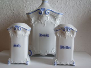 Porzellan Pfeffer - U.  Salzstreuer,  Honigtopf Zwiebelmuster Gerold Tettau Bavaria Bild