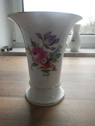 Meissener Porzellan Große Vase Ca.  17cm Hoch 1.  Wahl Bild