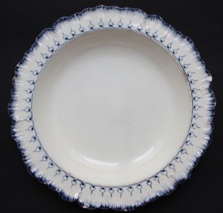 Antique Wedgwood Soup Plate Pearlware Mared Pattern Feather Underglaze Blue Bild