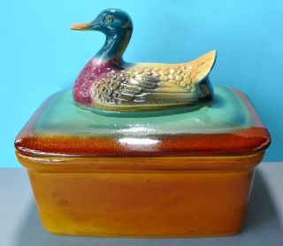Keramik - Topf Mit Ente Auf Dem Deckel - Für Jagdzimmer,  Küche Etc. Bild