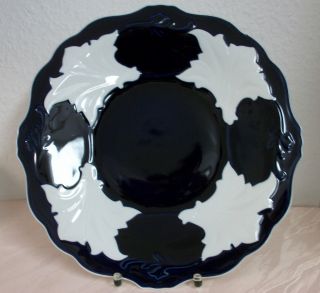 Schale Teller Prunkteller Weimar Porzellan Made In Gdr Blau Weiß Dm 32 Cm Bild