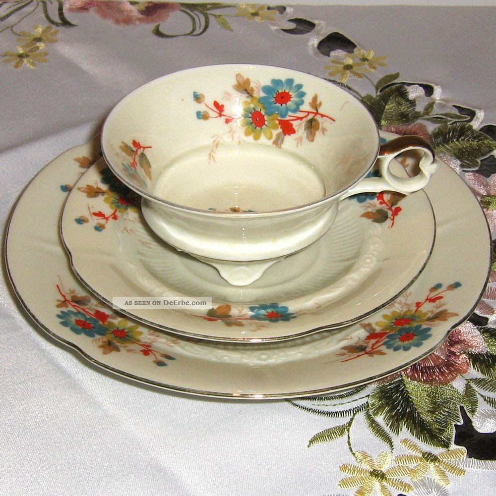Sammelgedeck C.  T.  Ct Tielsch Altwasser Schlesien Tasse Relief Silesia Blumen 1936 Nach Marke & Herkunft Bild